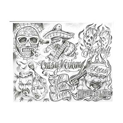 Prison Chicano design art work picture this great Fake Temporary Water Transfer Tattoo Stickers NO.10568